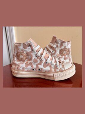 Converse Rose Gold Animal Print High Top Sneakers Girls Size 5.5